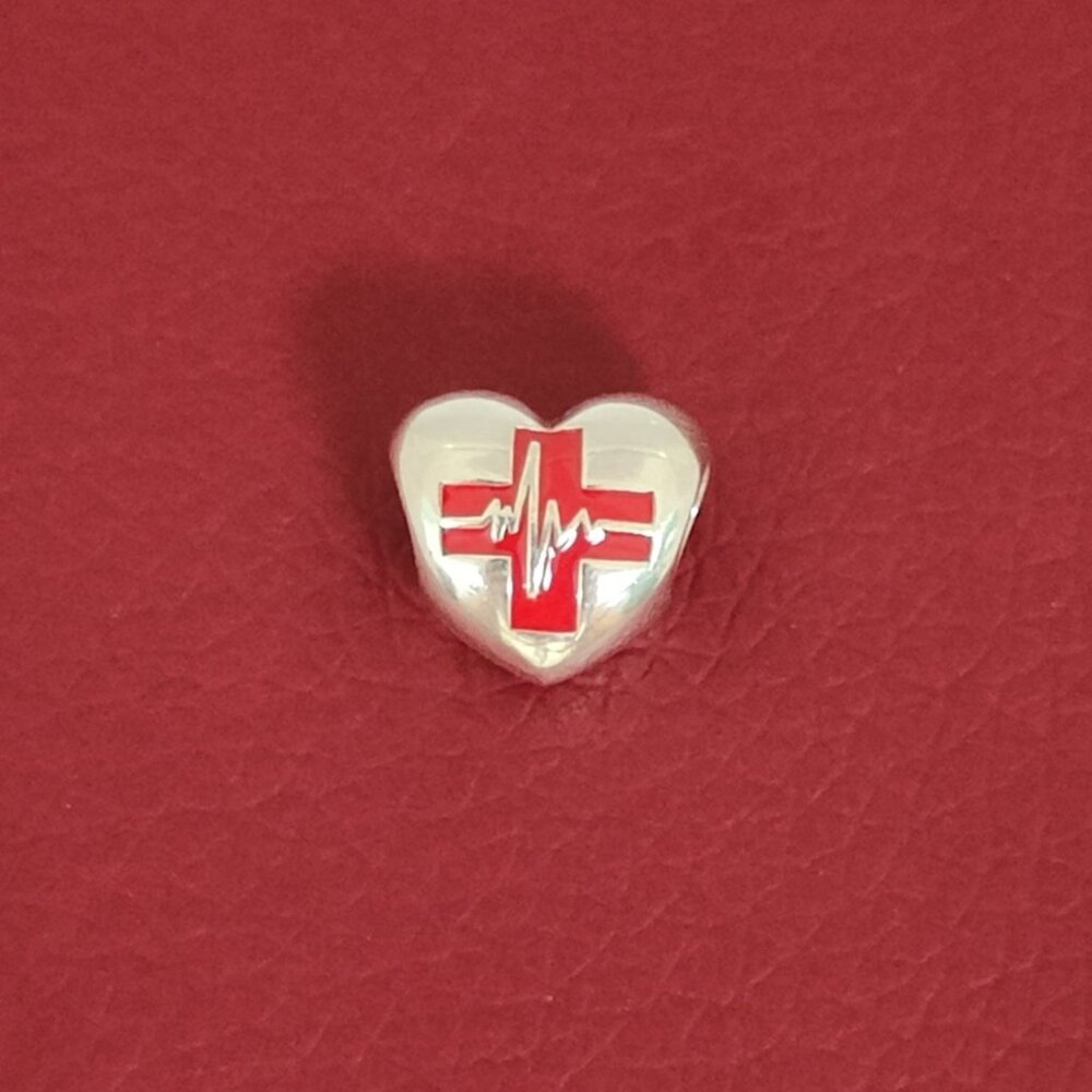 Pandora Nurse Red Cross & Pulse Exclusive Charm Nurse Doctor Heart Pendant S925